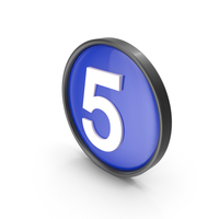 Blue Button Number 5 PNG & PSD Images