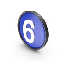 Blue Button Number 6 PNG & PSD Images