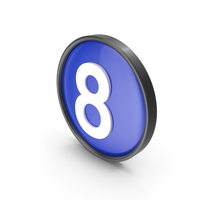 Blue Button Number 8 PNG & PSD Images