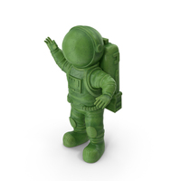 Astronaut Toy Character Green OK Pose PNG & PSD Images