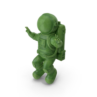 Astronaut Toy Character Green Victory Sign PNG & PSD Images