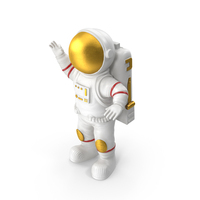 White Astronaut Toy Character Ok Pose PNG & PSD Images