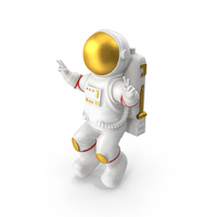 White Astronaut Toy Character Victory Sign PNG & PSD Images