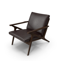 Cavett Coffee Brown Leather Chair PNG & PSD Images