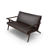 Cavett Coffee Brown Leather Double Chair PNG & PSD Images