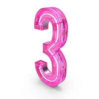Pink Neon Number 3 PNG & PSD Images