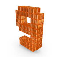 Orange Pixel Number 9 PNG & PSD Images