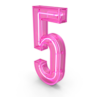 Pink Neon Number 5 PNG & PSD Images