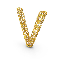 Golden Wire Letter V PNG & PSD Images