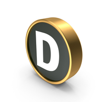 Black & Gold Round Alphabet D Button PNG & PSD Images