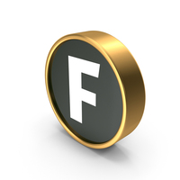 Black & Gold Round Alphabet F Button PNG & PSD Images