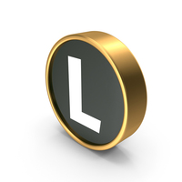 Black & Gold Round Alphabet L Button PNG & PSD Images