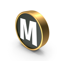 Black & Gold Round Alphabet M Button PNG & PSD Images