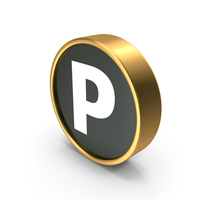 Black & Gold Round Alphabet P Button PNG & PSD Images