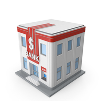 Cartoon Bank Building Red PNG & PSD Images