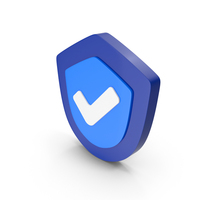Tick Icon In Cartoon Shield Blue and White PNG & PSD Images