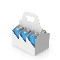 Bottle Carrier With Blue Aluminium Cans PNG & PSD Images