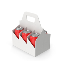 White Bottle Carrier With Red Aluminum Cans PNG & PSD Images