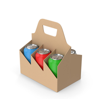 Beige Bottle Carrier With Aluminium Cans PNG & PSD Images