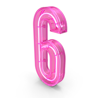 Pink Neon Number 6 PNG & PSD Images