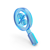 Blue Glass Percent Magnifier Symbol PNG & PSD Images