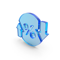 Blue Glass Percent Up Down Symbol PNG & PSD Images