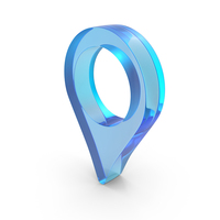Blue Glass Location Pin Symbol PNG & PSD Images