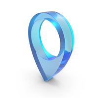 Blue Glass Location Pin Symbol PNG & PSD Images