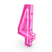 Pink Neon Number 4 PNG & PSD Images