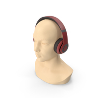 Headphones Red on Head Mannequin PNG & PSD Images