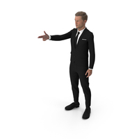 Man in Classic Suit Shows Finger Gun Gesture PNG & PSD Images