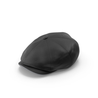 Leather Flat Cap Black PNG & PSD Images