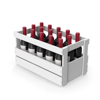 White Wine Crate With Wine Bottles PNG & PSD Images