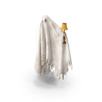 White Ghost with a Torn Sheet Holding a Lamp for Halloween PNG & PSD Images