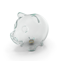Glass Piggy Bank with 1 Euro Coin PNG & PSD Images