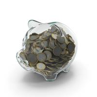 Glass Piggy Bank With 666 Euro Coins PNG & PSD Images