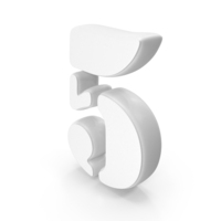 White Stencil Font Number 5 PNG & PSD Images
