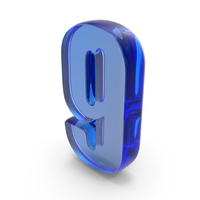 Blue Glass Font Impact Number 9 PNG & PSD Images