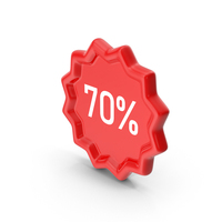 折扣图标红色70％PNG和PSD图像