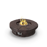 Round Stone Gas Fire Pit Table with Flame PNG & PSD Images
