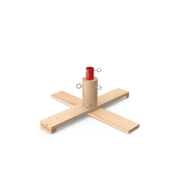 Wooden Christmas Tree Stand with Red Metal PNG & PSD Images