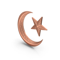 Copper Crescent Moon With Star Symbol PNG & PSD Images