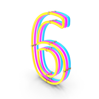 Steampunk Neon Number 6 PNG & PSD Images