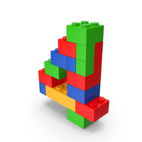 Colorful Toy Brick Number 4 PNG & PSD Images