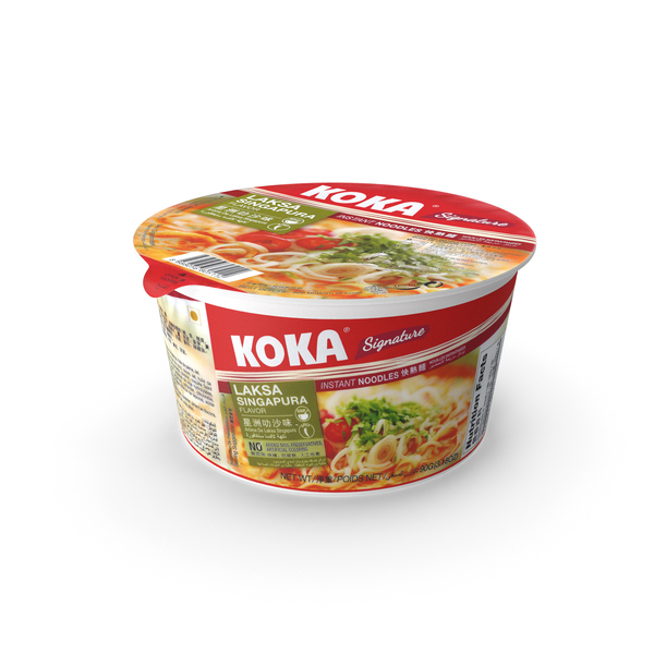 Koka Instant Noodles碗杯关闭PNG和PSD图像