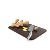 Sliced Ginger On Cutting Board PNG & PSD Images