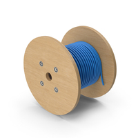 Wooden Cable Reel Drum With Blue Wire PNG & PSD Images
