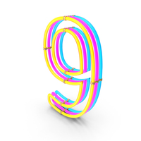 Steampunk Neon Number 9 PNG & PSD Images