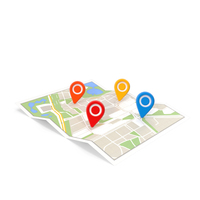 Colorful GPS Markers On Navigation Map PNG & PSD Images