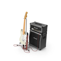 Electric Guitar Connected To Marshall Amplifier PNG & PSD Images